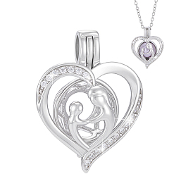 1шт. 925 подвески из стерлингового серебра с микропаве из прозрачных кубических цирконий в форме клетки, Подвески в виде полых сердечек с клеймом 925, родий