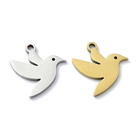 304 Stainless Steel Charms, Laser Cut, Bird Charms