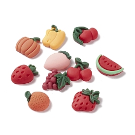 Opaque Resin Decoden Cabochons, Imitation Food, DIY Accessories, Grape & Strawberry & Watermelon & Peach & Orange & Pumpkin & Pepper
