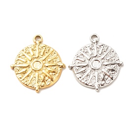 201 подвески из нержавеющей стали, , плоские круглые с солнцем