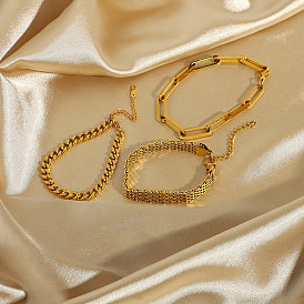 Stainless Steel Cuban Chain Bracelet 18K Gold Vacuum Plating Titanium Steel Watch Chain Hand Jewelry Ladies Jewelry