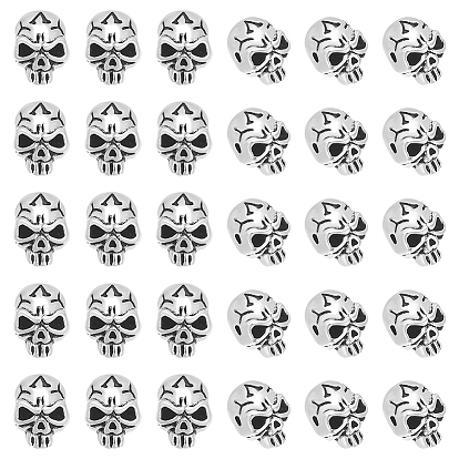 30 бусины из сплава в тибетском стиле, череп