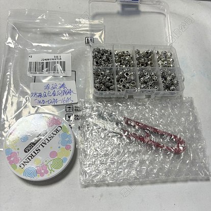 DIY Armbänder machen Kits, einschließlich Legierungsperlen im tibetischen Stil, anlaufgeschützte Edelstahlschere und elastischer Kristallfaden