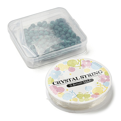 Наборы для изготовления браслетов своими руками, в комплекте 150 круглые бусины из синтетического малахита и эластичная хрустальная нить.