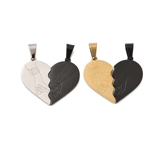 304 стали сплит подвески из нержавеющей, сердечко пара талисман с рукой