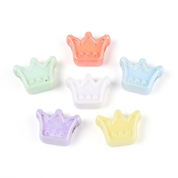 Непрозрачные акриловые бусины с УФ-покрытием, радужный, корона