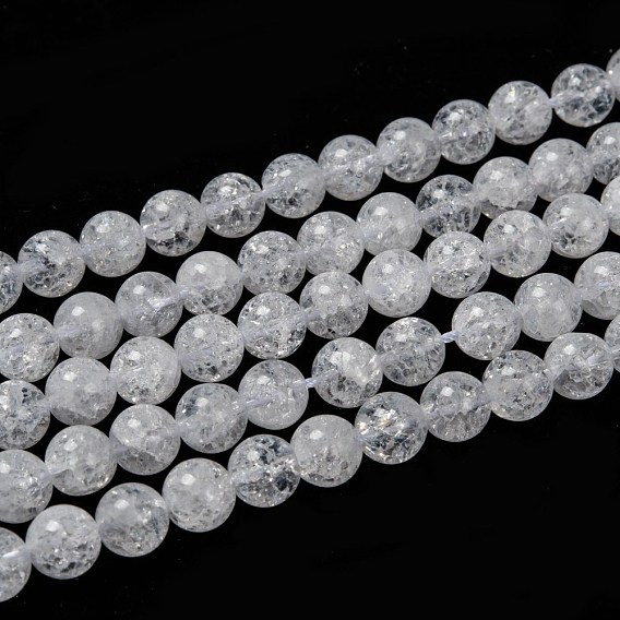 Natural Crackle Quartz Beads Strands, Round