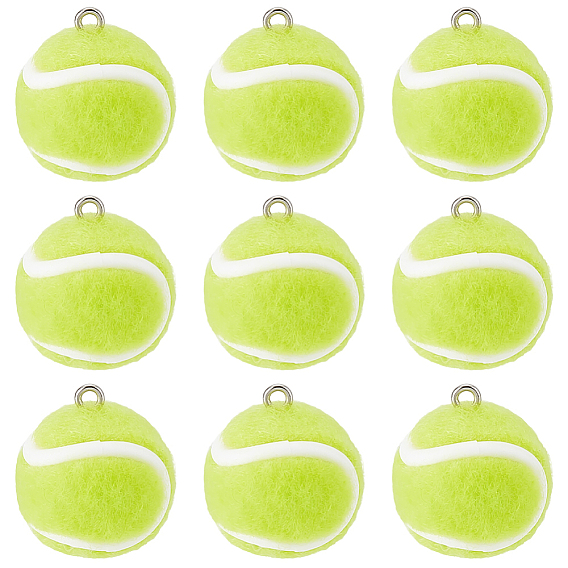 10шт. бархатные подвески, с железной фурнитурой, большой теннис