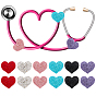 12шт 6 цвета сердце полимерная глина стразы стетоскоп кулон украшения, с 304 фурнитурой из нержавеющей стали