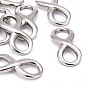 Smooth Surface 304 Stainless Steel Infinity Links Connectors, 39x17x3.5mm, Hole: 13x10mm