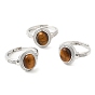 Natural Gemstone Oval Adjustable Ring, Platinum Brass Jewelry for Women, Cadmium Free & Lead Free
