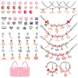 Наборы для изготовления европейских браслетов своими руками, включая изготовление браслетов из сплава, европейских подвесок и европейских бусин, Rondelle Lampwork европейские шарики