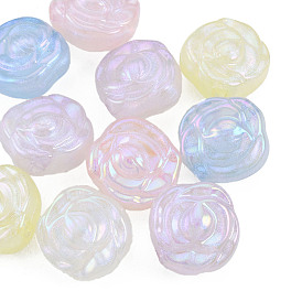 Rainbow Iridescent Plating Acrylic Beads, Glitter Beads, Flower
