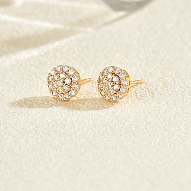 Латунь серьги, с кубического циркония, реальный 18 k позолоченный