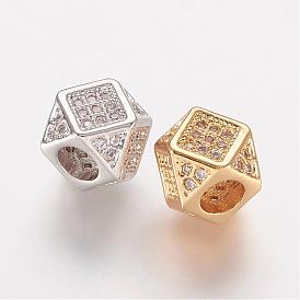 Латунные микро проложить кубического циркония бусы, ромб