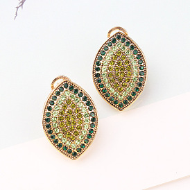 Charming Vintage Leaf-Shaped Alloy Earrings with Colorful Rhinestones