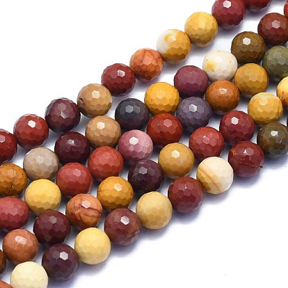 Natural Mookaite Beads Strands, Round, Faceted(128 Facets)