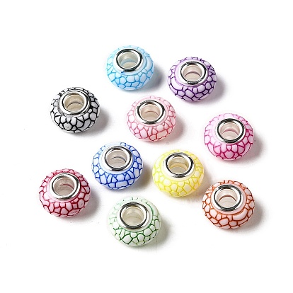 Непрозрачная смола европейский бисер, бусины с большим отверстием, рондель с латунными сердечниками, покрытыми серебром