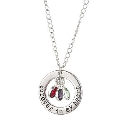Ожерелье с подвеской из стекла и сплава круглой формы с надписью «Навсегда в моем сердце», колье из медных цепочек