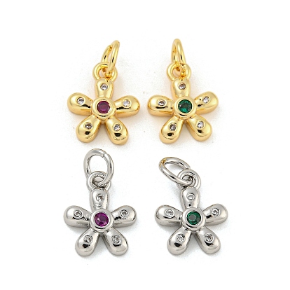 Латунные микро проложить кубического циркония подвески, без кадмия, без никеля и без свинца, настоящий 18k позолоченный/платиновый, цветок