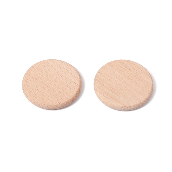 Unfinished Natural Beech Wood Cabochons, Flat Round