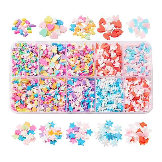 50 g 10 стили кабошоны из полимерной глины ручной работы, облако/бабочка/звезда/цветок/снежинка