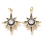 Латунные микропаве прозрачные подвески с фианитом, с прыжковых колец, долговечный, звезда