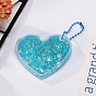 Heart Acrylic Quicksand Keychain, Glitter Chasing Pendant Decorations Sticker Keychain, with Ball Chains