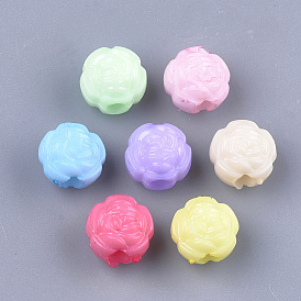 Opaque Solid Color Acrylic Beads, Flower