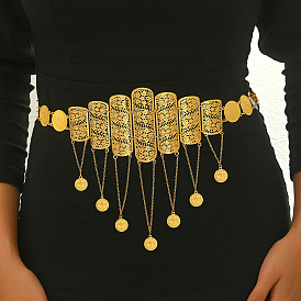 Роскошный элегантный сплав цинка и латуни материал цветочная кисточка монета кулон цепи талии для женщин