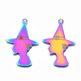304 Stainless Steel Pendants, Ion Plating(IP), Halloween Witch