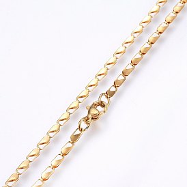 304 Stainless Steel Sheet Chain Necklaces, with Lobster Claw Clasps