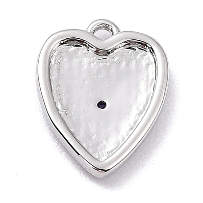 Brass Micro Pave Cubic Zirconia Charms, Long-Lasting Plated, Heart with Star
