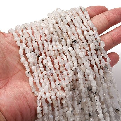 Бусины из натурального радужного лунного камня, самородки