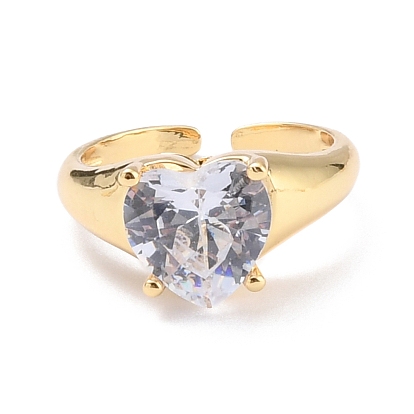 Кольцо-сердце с кубическим цирконием, Кольцо-солитер для девушки женщины подарок, Долговечные открытые манжеты из латуни