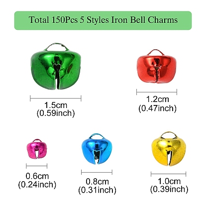 150Pcs 5 Styles Iron Bell Charms, for Jewelry Making