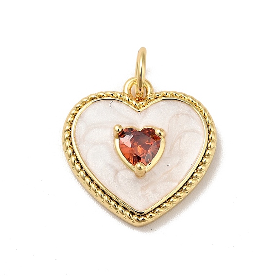 Стойка металлическая латунная микропрофилированная кубическая циркония подвески, с эмалью и кольцом для прыжков, без кадмия, без никеля и без свинца, реальный 18 k позолоченный, сердце