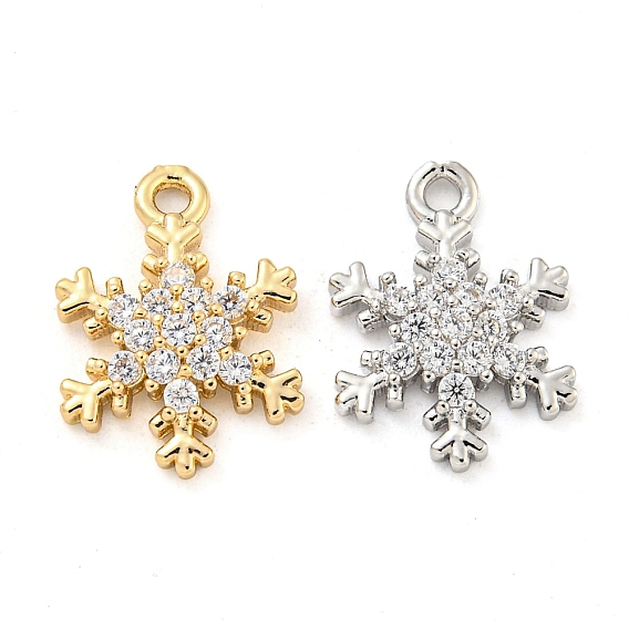 Латунные микропаве прозрачные подвески с фианитом, без кадмия, без никеля и без свинца, снежинка
