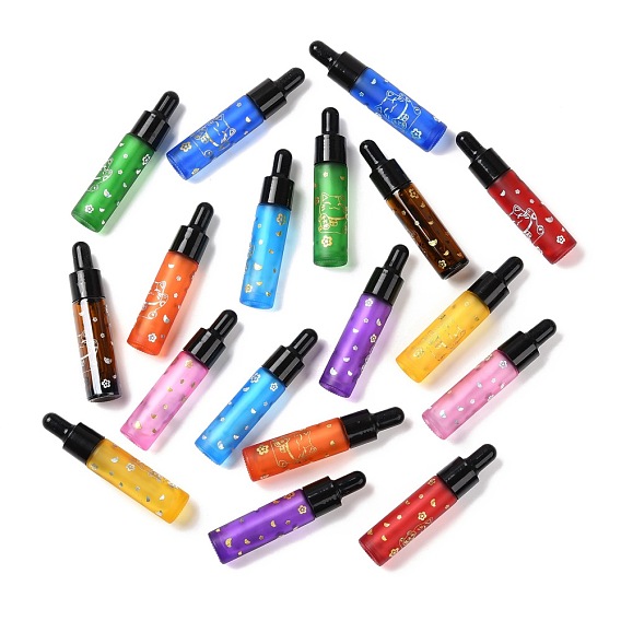 Rubber Dropper Bottles, Refillable Glass Bottle, for Essential Oils Aromatherapy, with Fortune Cat Pattern & Chinese Character