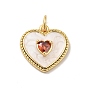 Стойка металлическая латунная микропрофилированная кубическая циркония подвески, с эмалью и кольцом для прыжков, без кадмия, без никеля и без свинца, реальный 18 k позолоченный, сердце