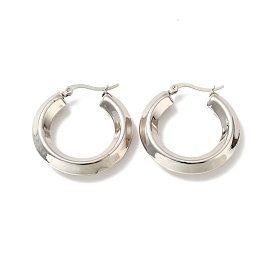 201 Stainless Steel Chunky Hoop Earrings, with 304 Stainless Steel Pins