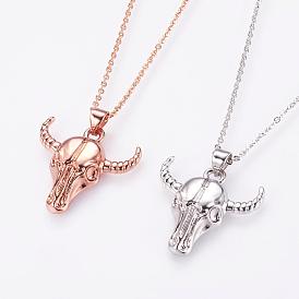 Ожерелья с бриллиантами, с латунным кабельных цепей, Ox-голова