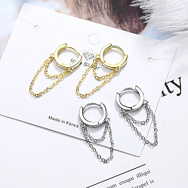 Elegant Double-layer Chain Ear Clip - Minimalist Copper Ear Jewelry.