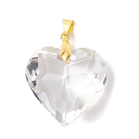 Прозрачные стеклянные подвески, сердце прелести, с латунным прижимных поручительств, граненые