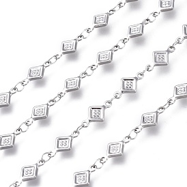 304 Stainless Steel Rhombus Link Chains, Soldered