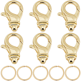 6шт латунные застежки-лобстеры, с 20 открытыми соединительными кольцами