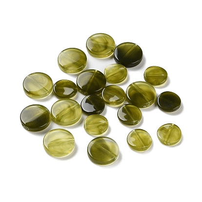 Transparent Resin Beads, Flat Round