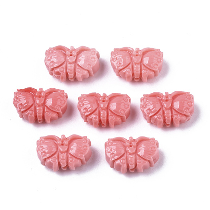 Synthetic Coral Beads, Butterfly, Dyed