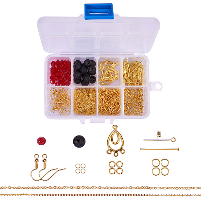 Натуральный лавовый камень бусины серьги изготовление, с  латунными крючками для серег, граненые бусины двойной конус, Компоненты люстры из каплевидного сплава