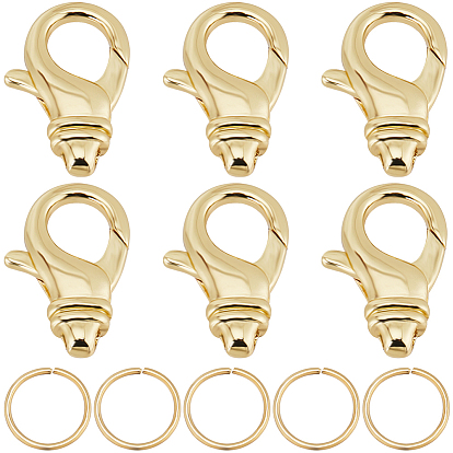 6шт латунные застежки-лобстеры, с 20 открытыми соединительными кольцами